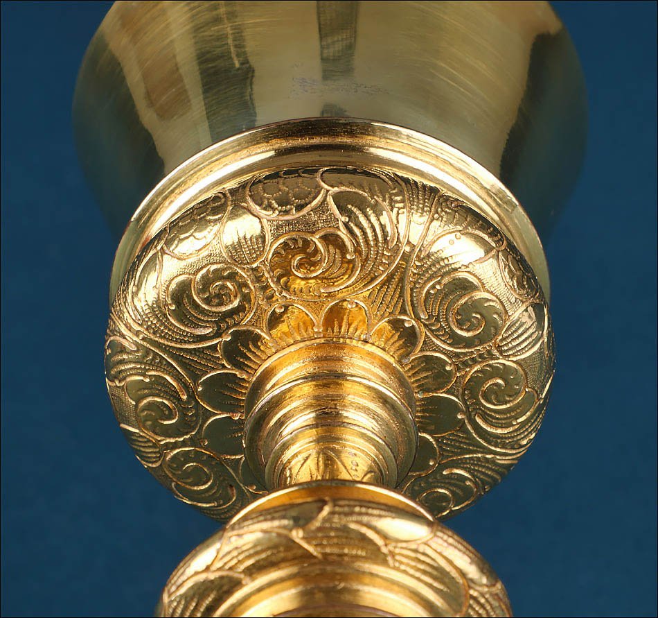Antique Spanish Baroque Chalice With Gilded Silver Cup. Circa 1700-photo-5