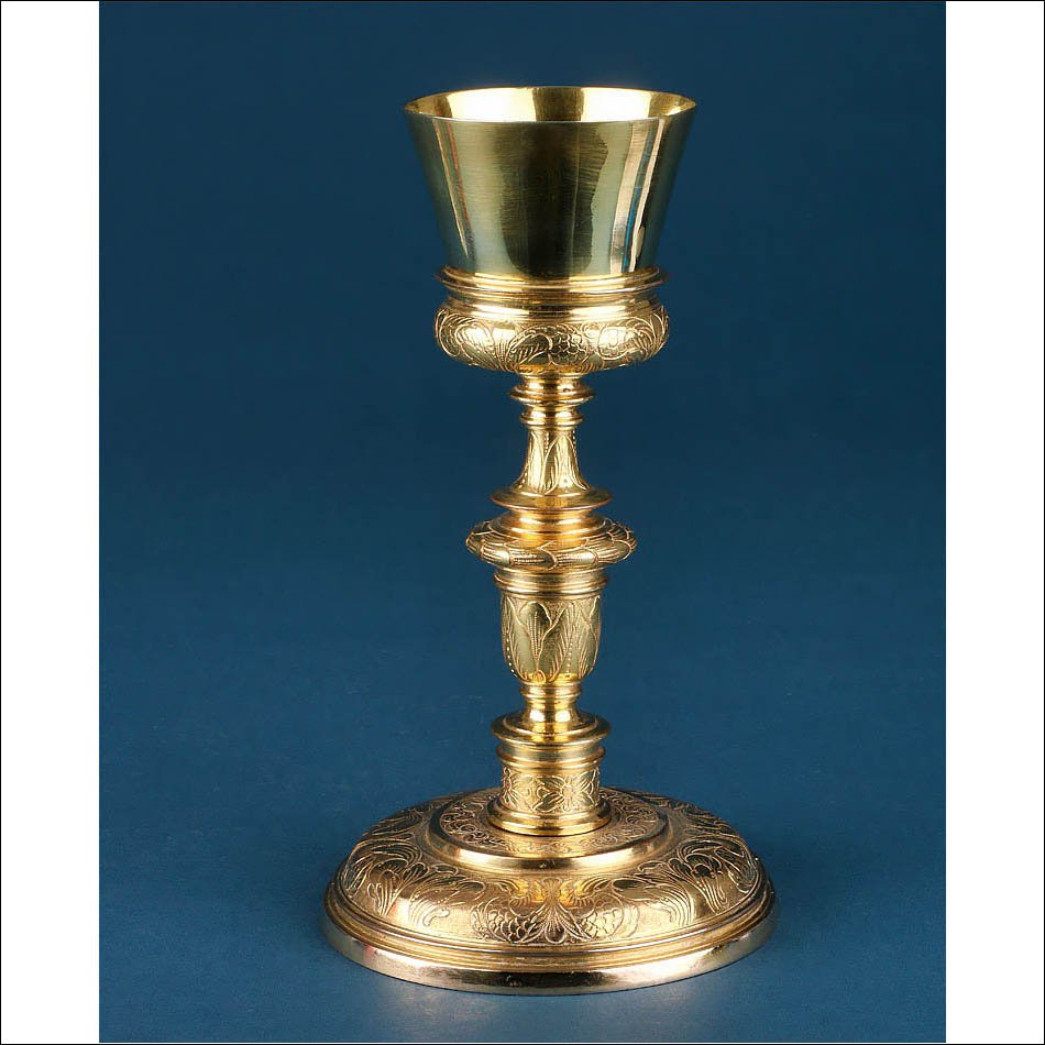 Antique Spanish Baroque Chalice With Gilded Silver Cup. Circa 1700