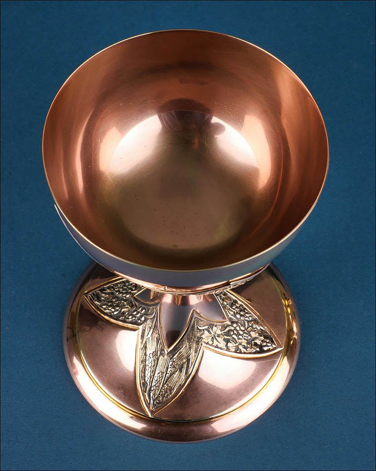 Vintage Roman Style Liturgical Chalice In Coppered Brass. Spain, Circa 1970-photo-1