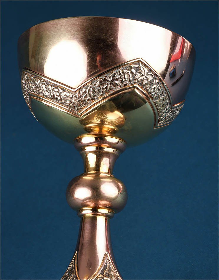 Vintage Roman Style Liturgical Chalice In Coppered Brass. Spain, Circa 1970-photo-4