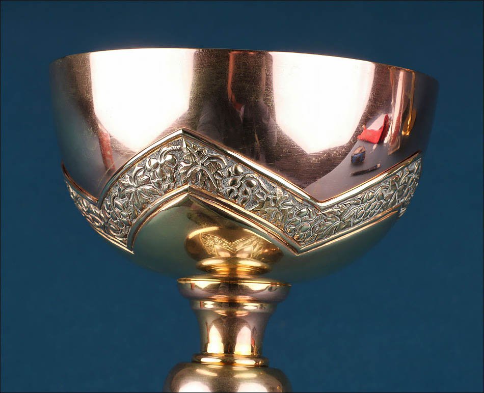 Vintage Roman Style Liturgical Chalice In Coppered Brass. Spain, Circa 1970-photo-6