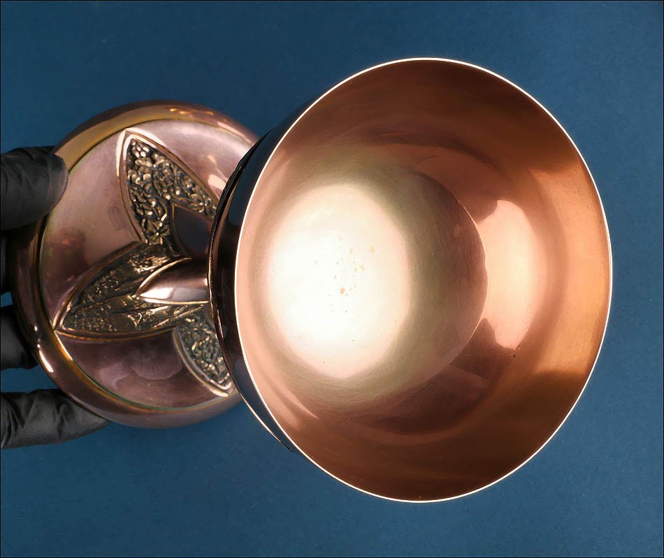 Vintage Roman Style Liturgical Chalice In Coppered Brass. Spain, Circa 1970-photo-7