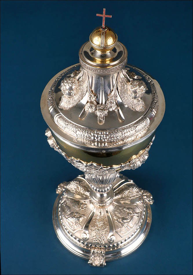 Monumental Antique Silver Ciborium. 42 Cm - 16.5 In. Belgium, Circa 1900-photo-4