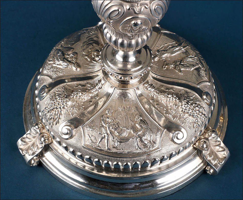 Monumental Antique Silver Ciborium. 42 Cm - 16.5 In. Belgium, Circa 1900-photo-1