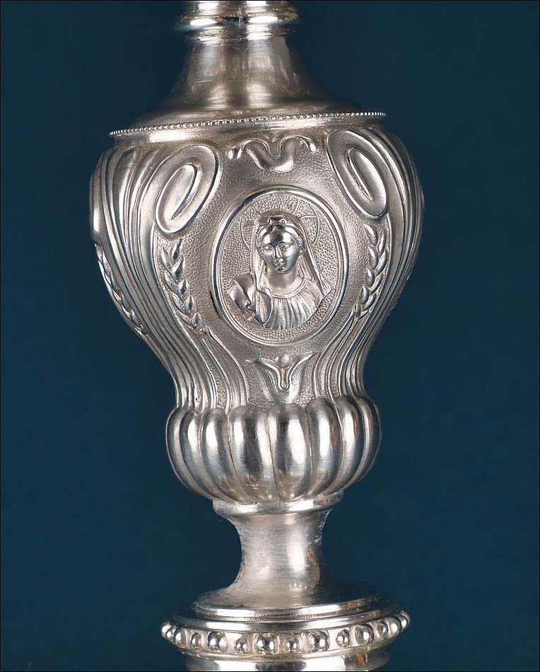 Monumental Antique Silver Ciborium. 42 Cm - 16.5 In. Belgium, Circa 1900-photo-4