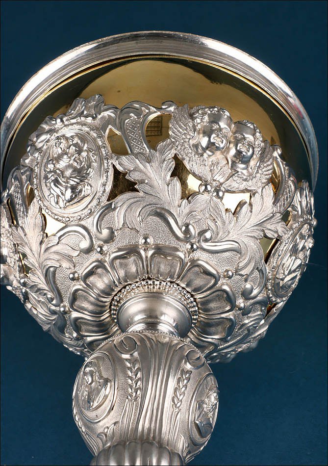 Monumental Antique Silver Ciborium. 42 Cm - 16.5 In. Belgium, Circa 1900-photo-6