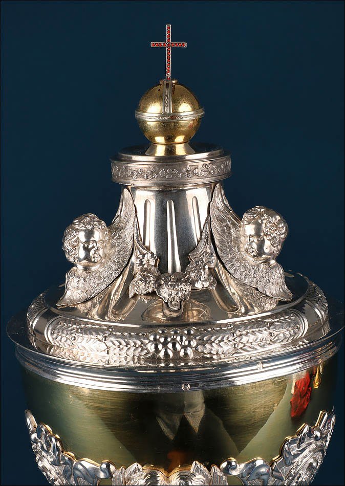 Monumental Antique Silver Ciborium. 42 Cm - 16.5 In. Belgium, Circa 1900-photo-7