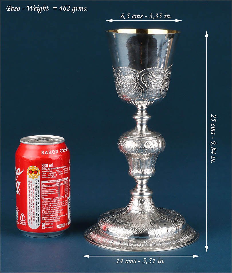 Antique Italian Solid Silver Chalice. Italy Circa 1780-1820-photo-2