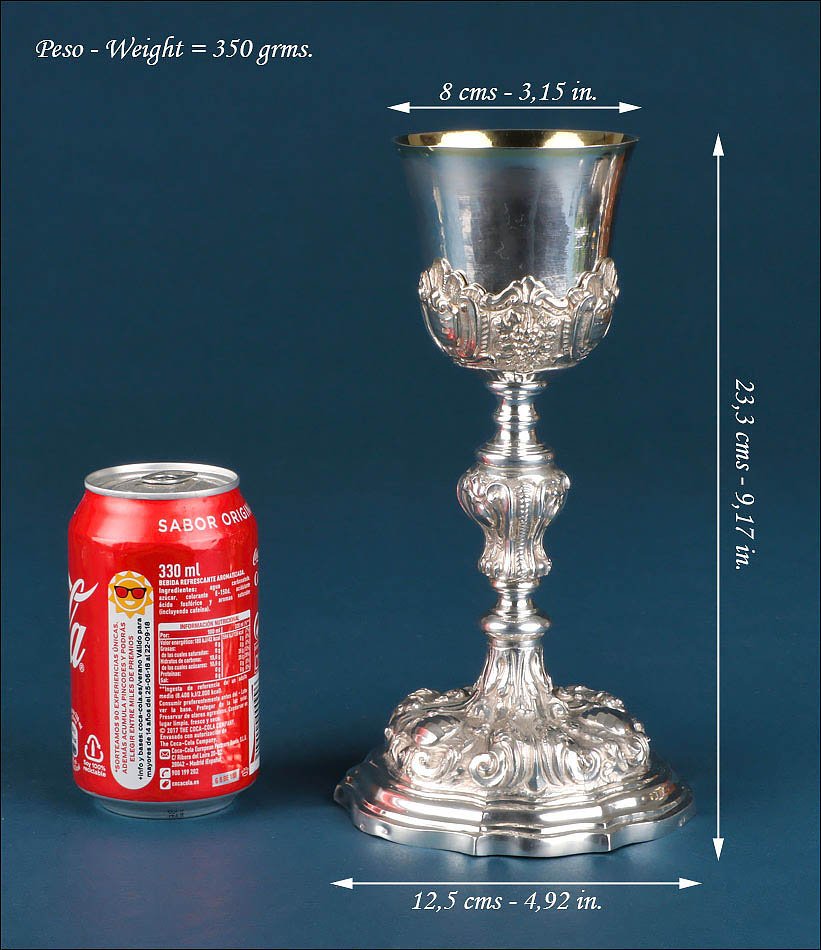 Antique Italian Silver Chalice With Gilded Cup. Italy, Circa 1820-photo-2