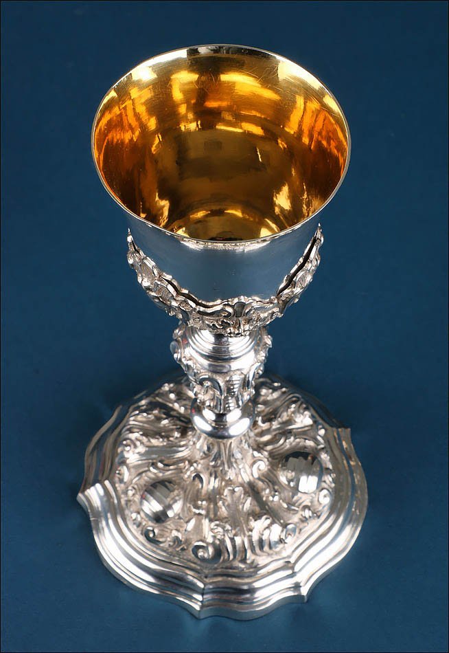 Antique Italian Silver Chalice With Gilded Cup. Italy, Circa 1820-photo-3