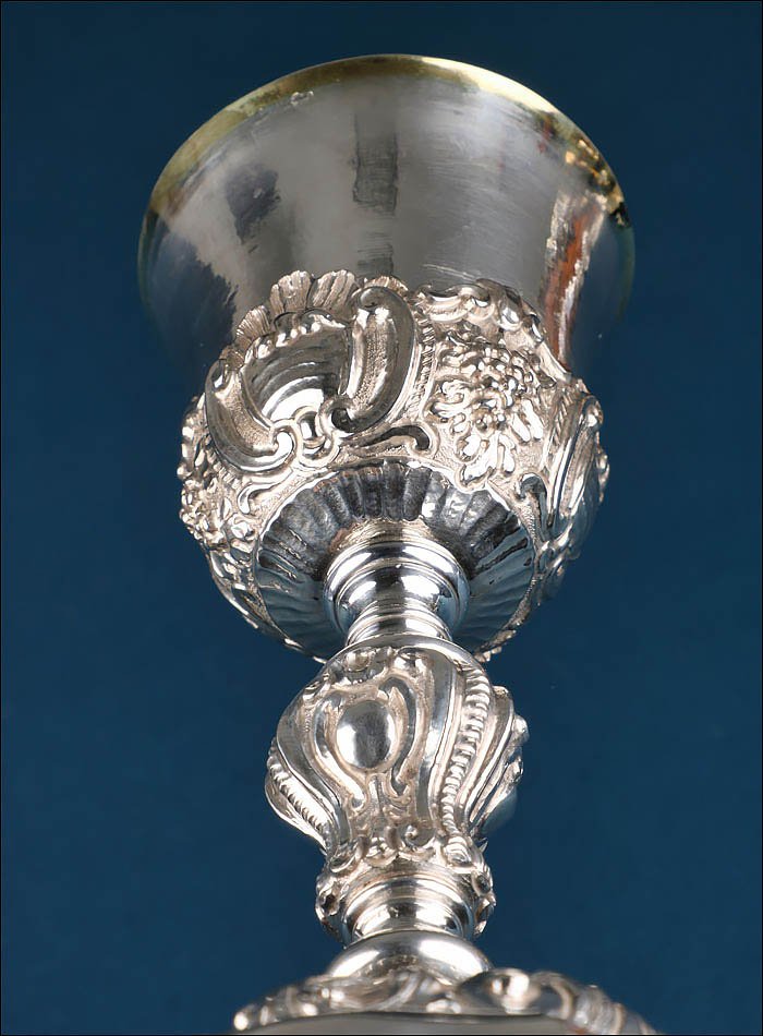 Antique Italian Silver Chalice With Gilded Cup. Italy, Circa 1820-photo-4