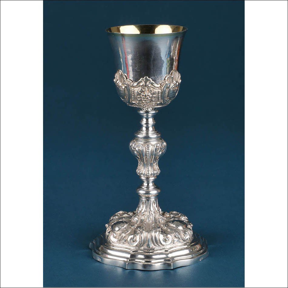 Antique Italian Silver Chalice With Gilded Cup. Italy, Circa 1820