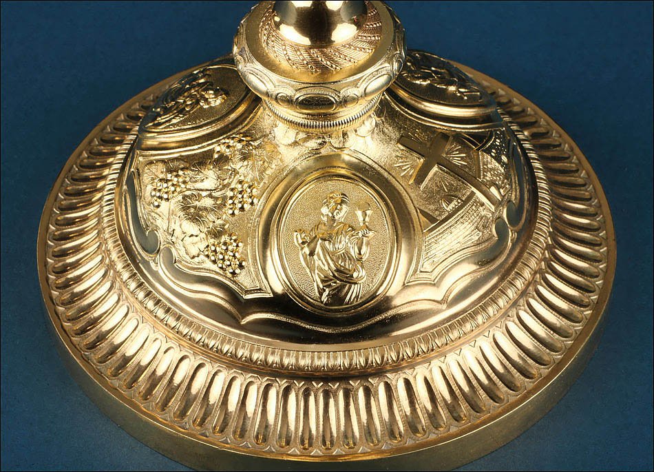 Ancien Calice Baroque en Argent Doré, Patène et Coffret. Paris, France, 1819-1838-photo-2