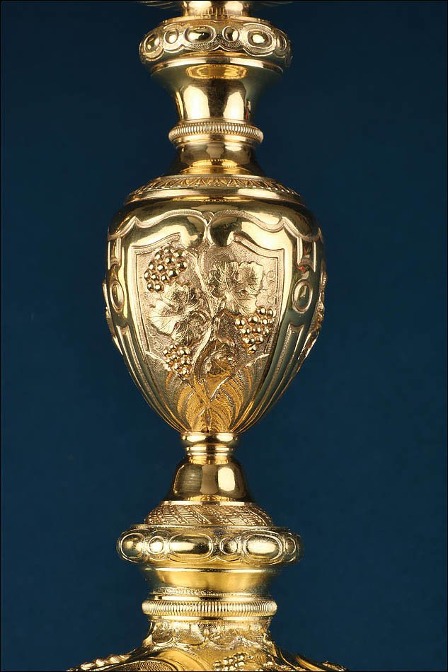 Ancien Calice Baroque en Argent Doré, Patène et Coffret. Paris, France, 1819-1838-photo-3