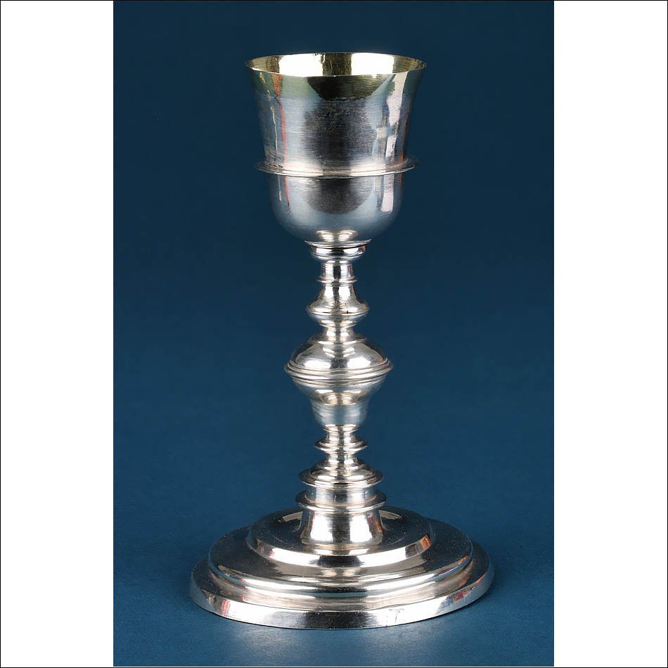 Antique Spanish Solid Silver Chalice With Gilt Cup. Spain, C. 1800