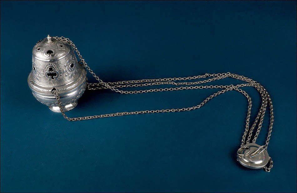 Antique Spanish Liturgical Silver Thurible Or Censer, Spain 18th Century, C. 1750-photo-3