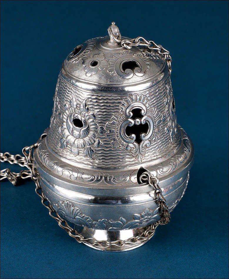 Antique Spanish Liturgical Silver Thurible Or Censer, Spain 18th Century, C. 1750-photo-1