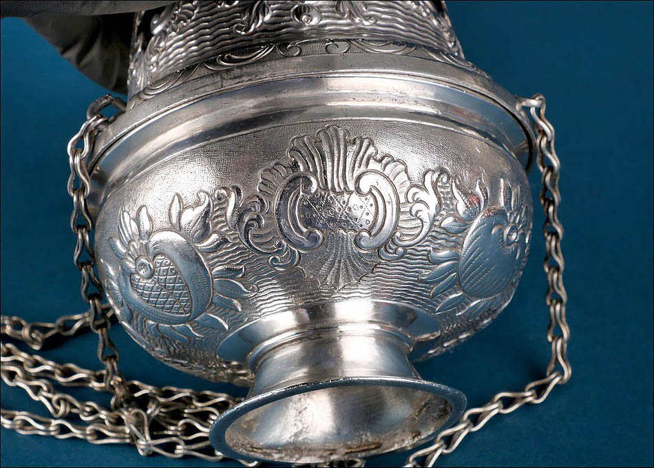 Antique Spanish Liturgical Silver Thurible Or Censer, Spain 18th Century, C. 1750-photo-4