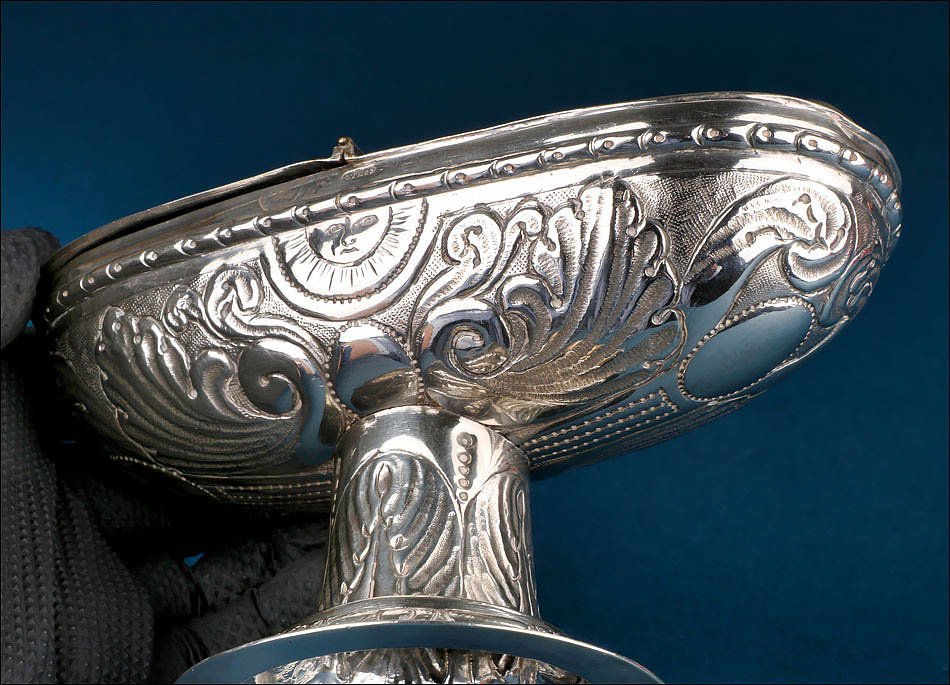 Ancienne Navette à Encens en Argent. Trillo. Valence, Espagne, vers 1870.-photo-1
