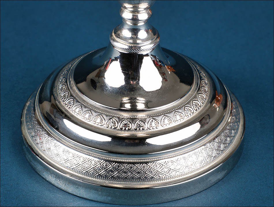 Antique Silvered Metal Chalice With Gilded Silver Cup. Spain C. 1920.-photo-4