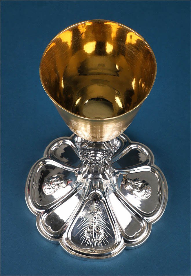 Ancien Calice en Argent par Jacinto Carreras. Barcelone, Espagne, vers 1840.-photo-3
