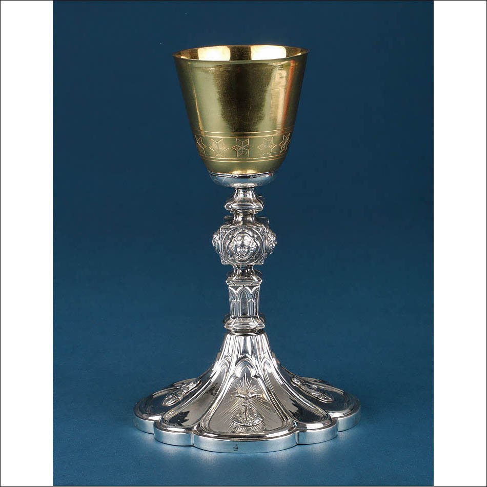Ancien Calice en Argent par Jacinto Carreras. Barcelone, Espagne, vers 1840.