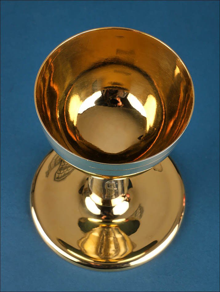 Vintage Gilt Brass Chalice. Probable Spanish Work. Spain 1980s-photo-3