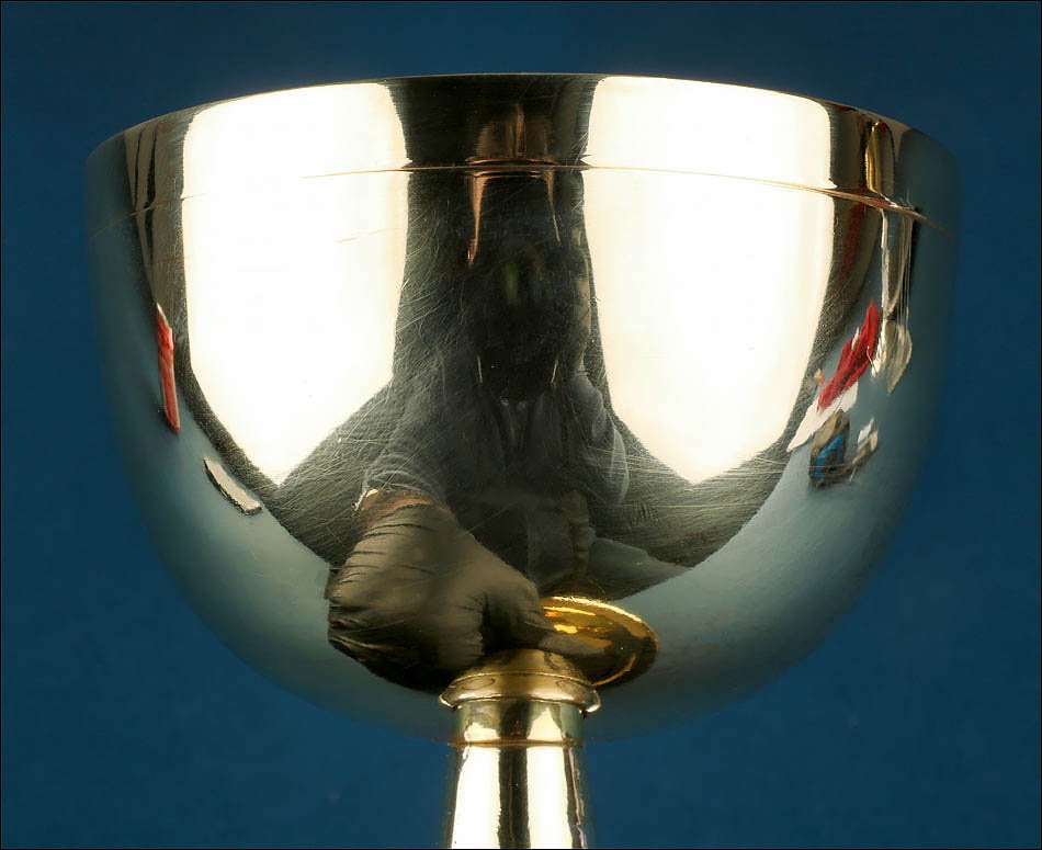 Vintage Gilt Brass Chalice. Probable Spanish Work. Spain 1980s-photo-6