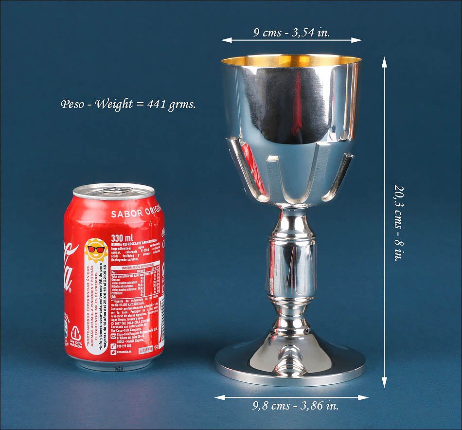 Spanish Liturgical Silver Chalice With 'pro Mundi Vita' Motto. Spain, 1960s-photo-2