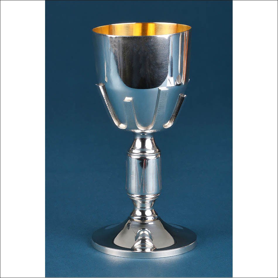 Spanish Liturgical Silver Chalice With 'pro Mundi Vita' Motto. Spain, 1960s