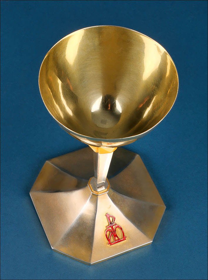 Vintage Chalice With Christogram And Silver Cup. Possibly Spain, 1970s-photo-3