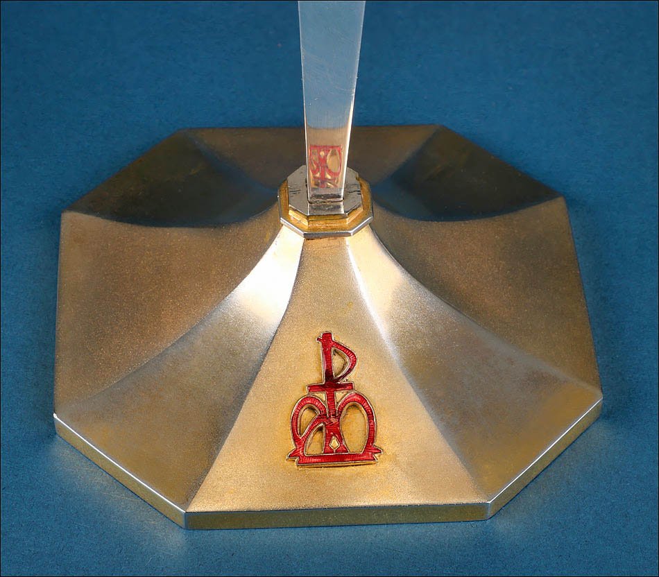 Vintage Chalice With Christogram And Silver Cup. Possibly Spain, 1970s-photo-4