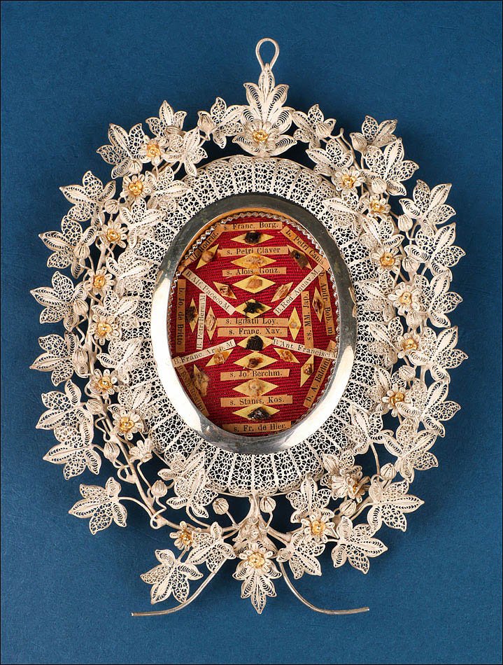 Ancien Reliquaire Multiple Jésuite en Argent avec 19 Reliques, vers 1900-1910-photo-2