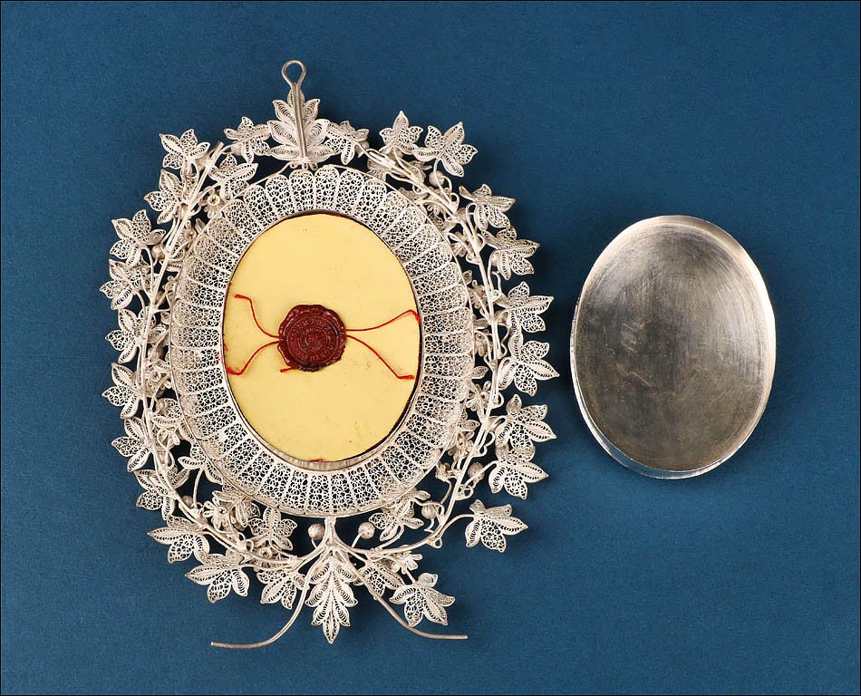 Ancien Reliquaire Multiple Jésuite en Argent avec 19 Reliques, vers 1900-1910-photo-2