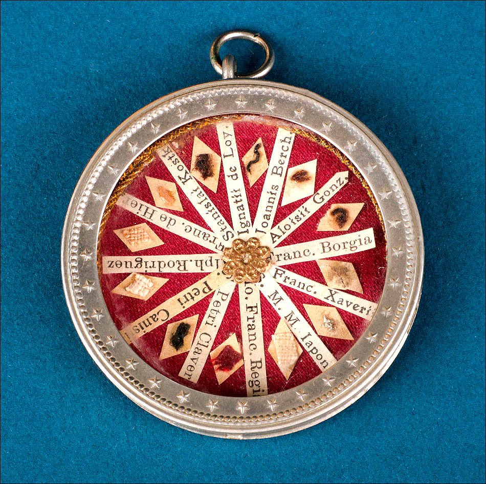 Ancien Reliquaire Jésuite avec 12 Reliques de Saints de la Compagnie de Jésus-photo-2