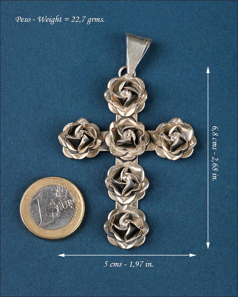 Croix Pectorale Vintage en Argent 925, Mexique, milieu du XXe siècle-photo-2