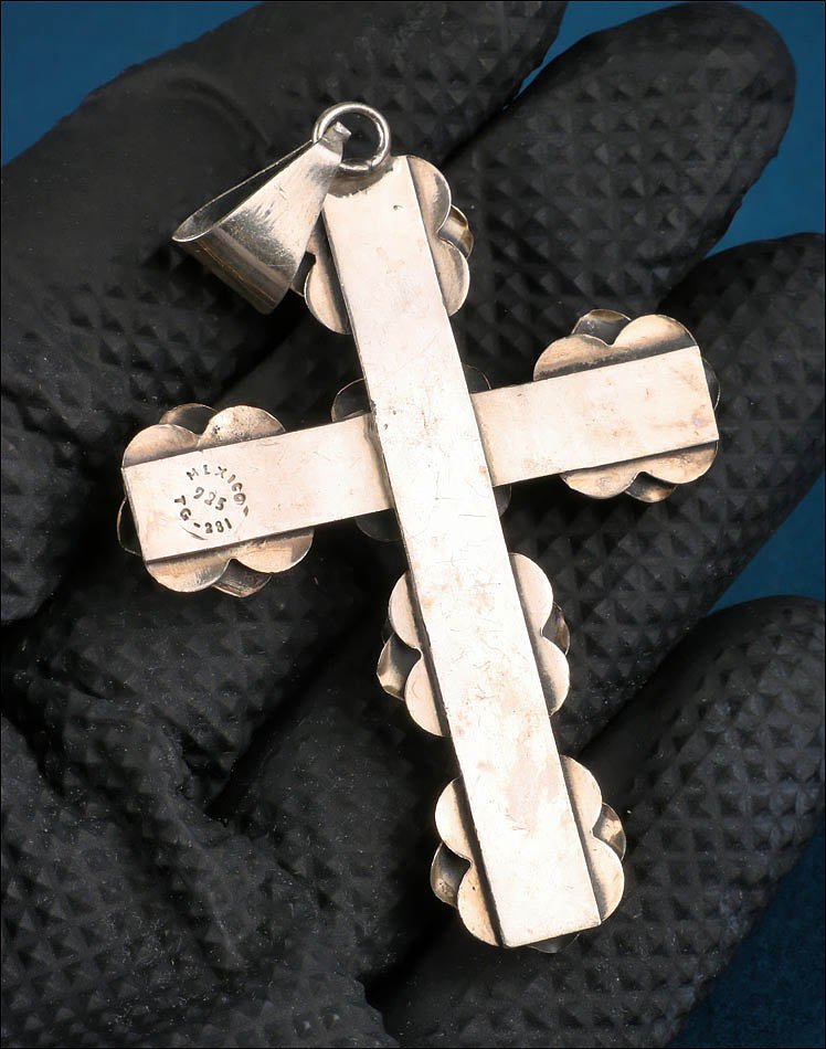 Croix Pectorale Vintage en Argent 925, Mexique, milieu du XXe siècle-photo-4