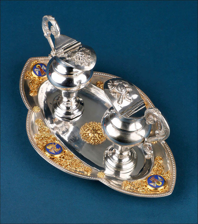 Antique Silver Plated Metal Cruets With Enamels, France, Circa 1900-photo-2