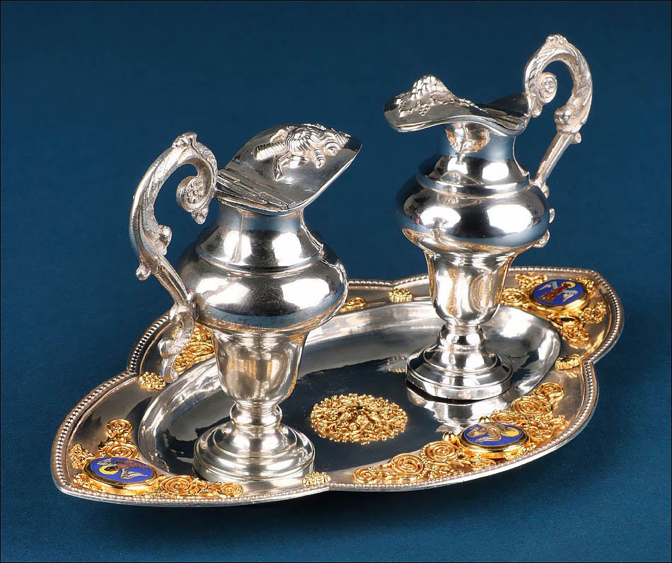 Antique Silver Plated Metal Cruets With Enamels, France, Circa 1900-photo-4