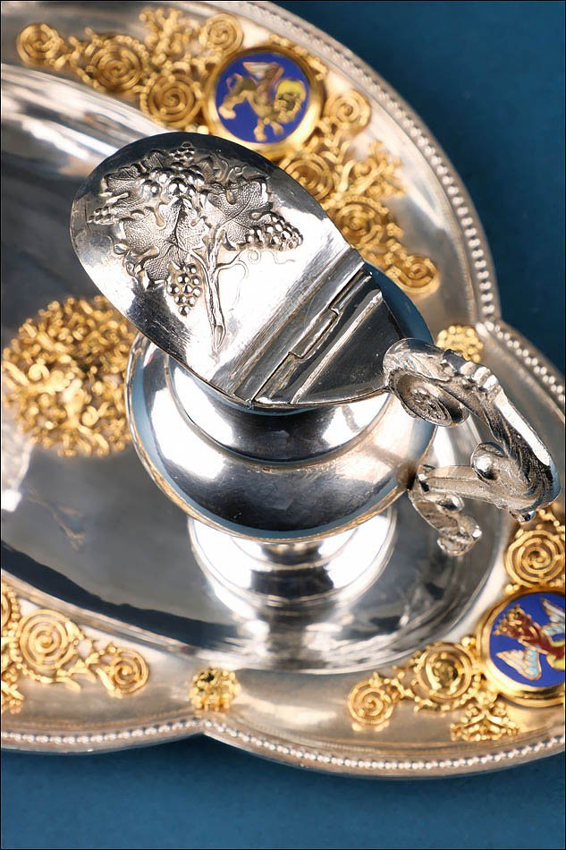 Antique Silver Plated Metal Cruets With Enamels, France, Circa 1900-photo-2