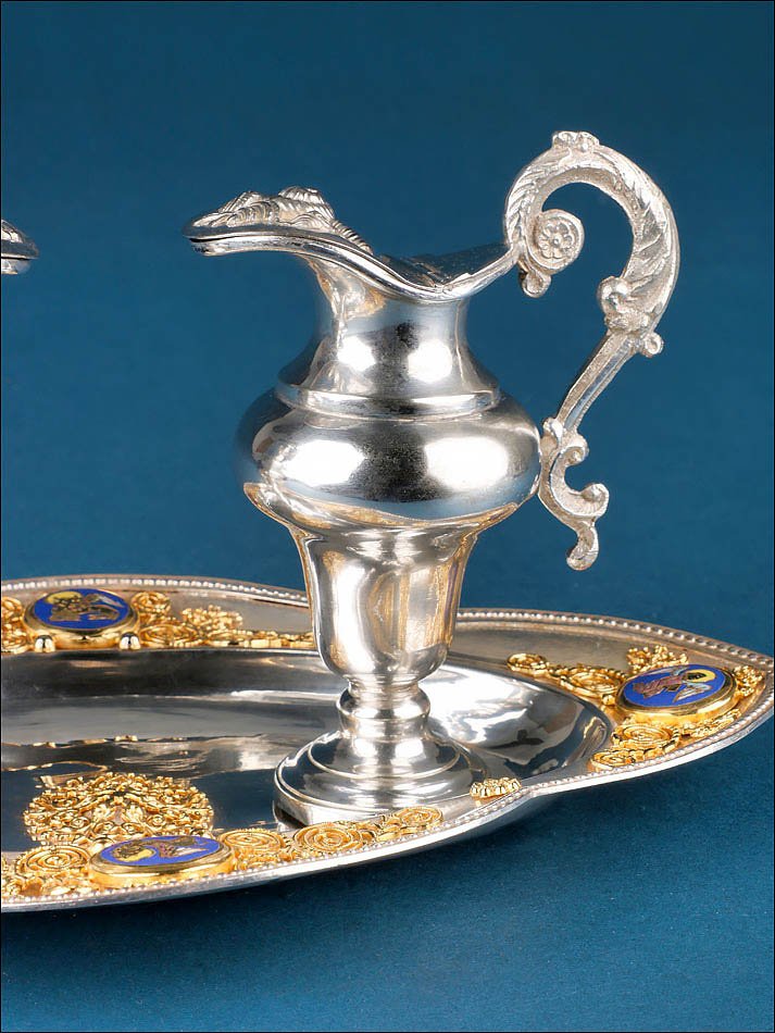 Antique Silver Plated Metal Cruets With Enamels, France, Circa 1900-photo-3