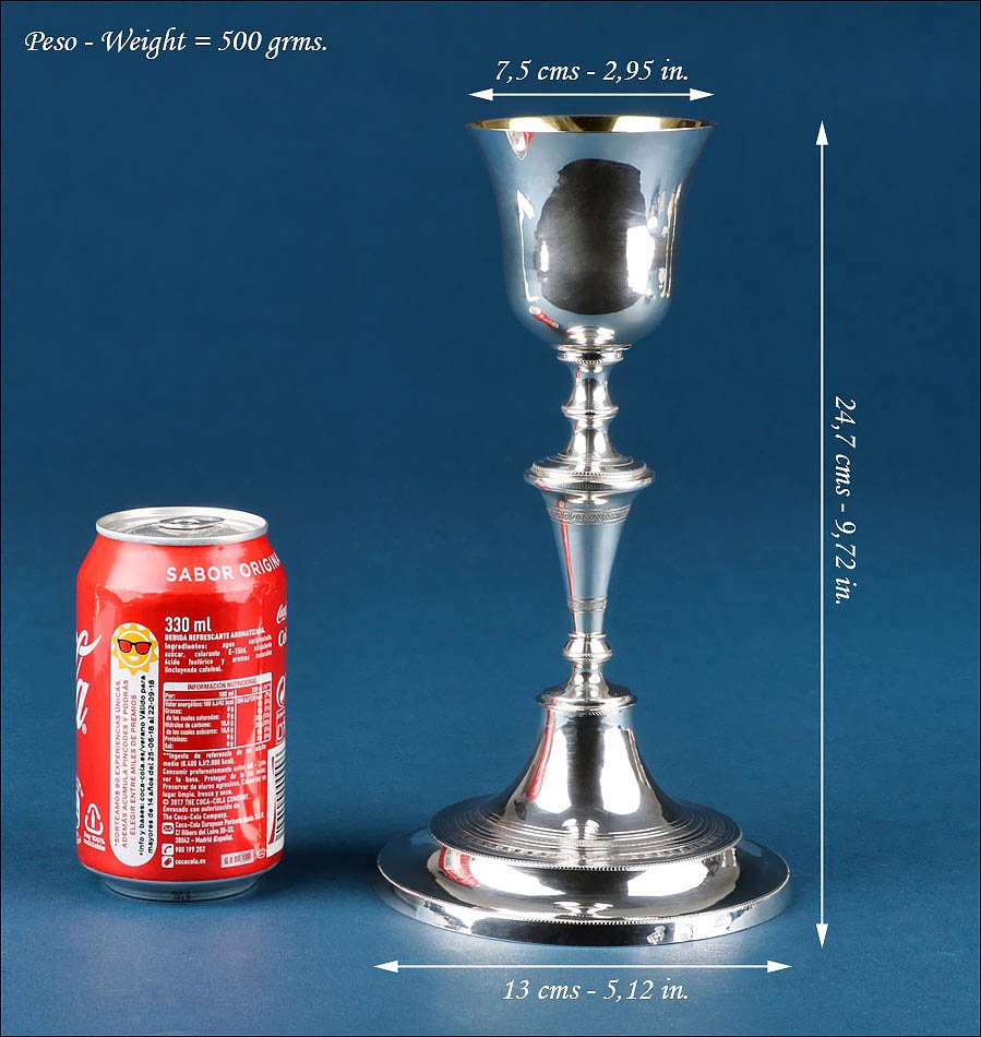 Antique Silver Chalice By The Silversmith Diego De La Vega, Cordoba, Spain, C. 1825-photo-2