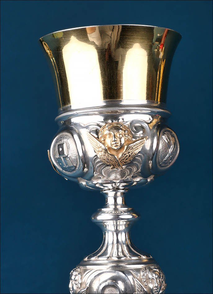 Antique White And Gilt Silver Chalice By Josep Casas. Barcelona, Spain, 19th C.-photo-5
