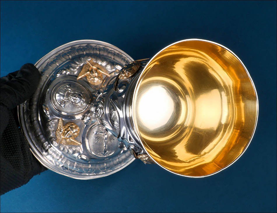 Antique White And Gilt Silver Chalice By Josep Casas. Barcelona, Spain, 19th C.-photo-6