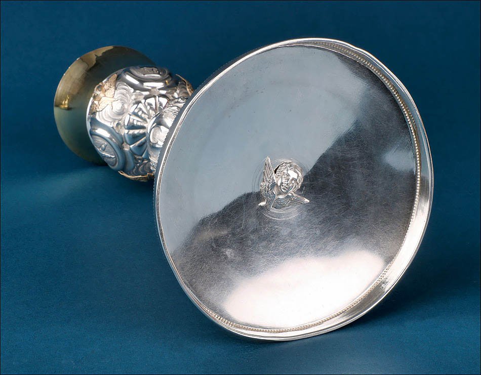 Antique White And Gilt Silver Chalice By Josep Casas. Barcelona, Spain, 19th C.-photo-7