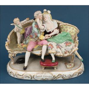 Antique 19th Century French Porcelain Figurine: 'amour Conjugal'