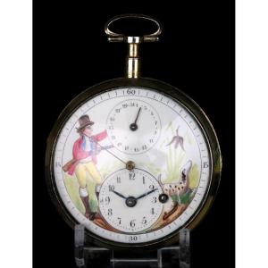 Ancienne Montre Gousset à Coq Avec Calendrier Et Seconde Centrale. France, 1820