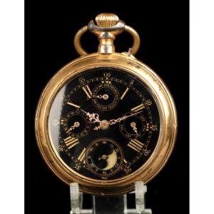Montre Gousset Ancienne Avec Calendrier Et Phases Lunaires. 64 Mm. Suisse, Vers 1890