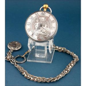 Ancienne Montre Gousset à Coq érotique. Argent. Edmunds. Londres, 1823.