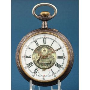 Ancienne Montre Gousset Maçonnique de 66.6 mm. Œil de la Providence vers 1900